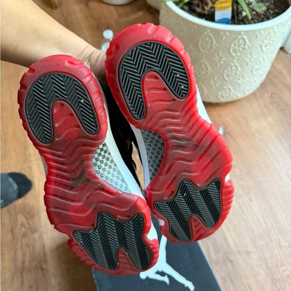 Air Jordan 11 Bred Black and Red High-Top Basketball Sneakers